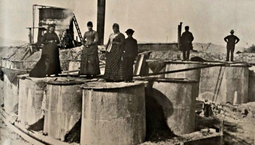 Borax refining tanks, Columbus Nevada 1870s photo