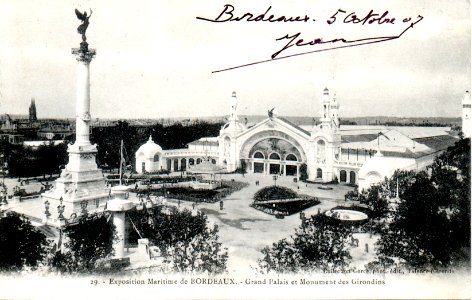 Bordeaux - Exposition Maritime (1907) - Grand palais et monument des Girondins
