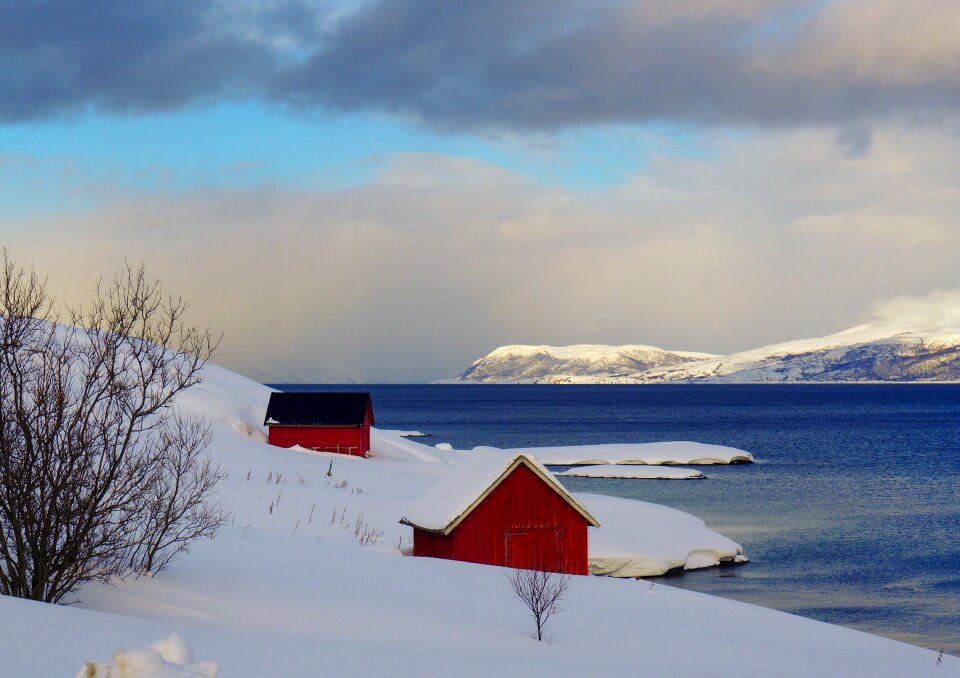 Snow no person fjord