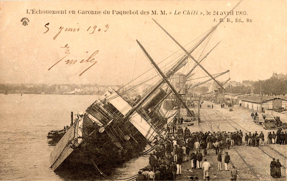 Bordeaux - Le Chili -L'échouement en Garonne , le 24 avril 1903