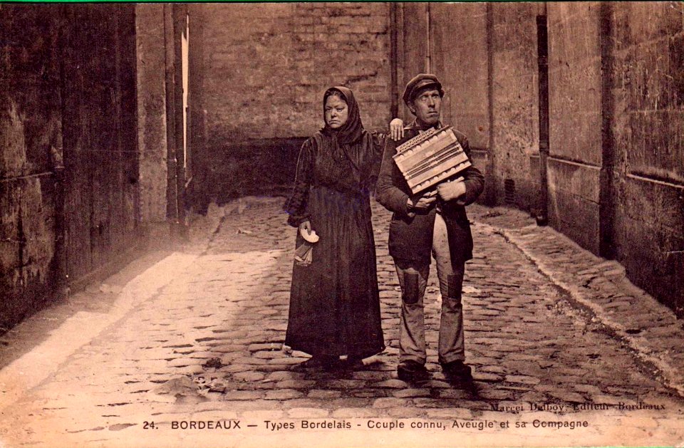 Bordeaux - Types bordelais 24 - Aveugle et sa compagne