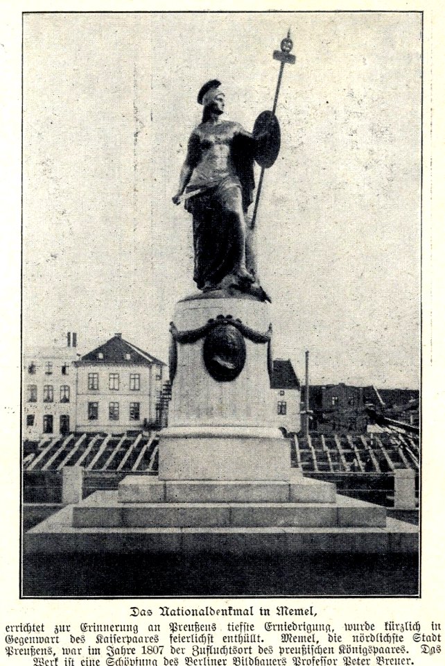 Das Nationaldenkmal in Memel, Schöpfung des Bildhauers Prof. Peter Breuer