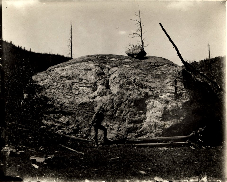 Boulder between Blue Bind and North Boulder falls, Colorado, 1904