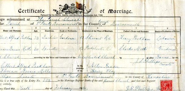 Bournemouth marriage certificate b photo