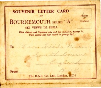 Bournemouth souvinir card photo