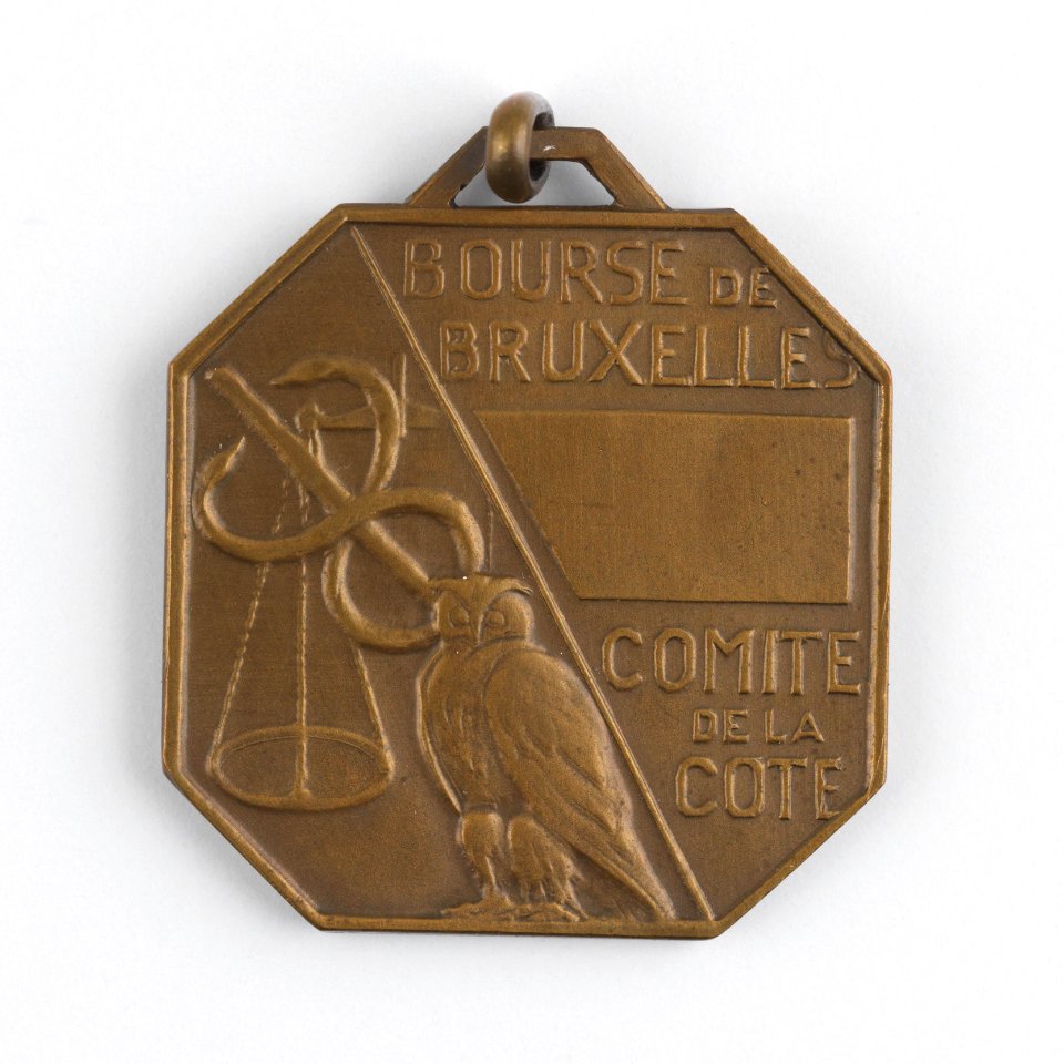 Bourse de Bruxelles - Comité de la Cote, medal by Pierre Theunis, Belgium, (1936), Coins and Medals Department of the Royal Library of Belgium, 2N141 - 4 (recto)