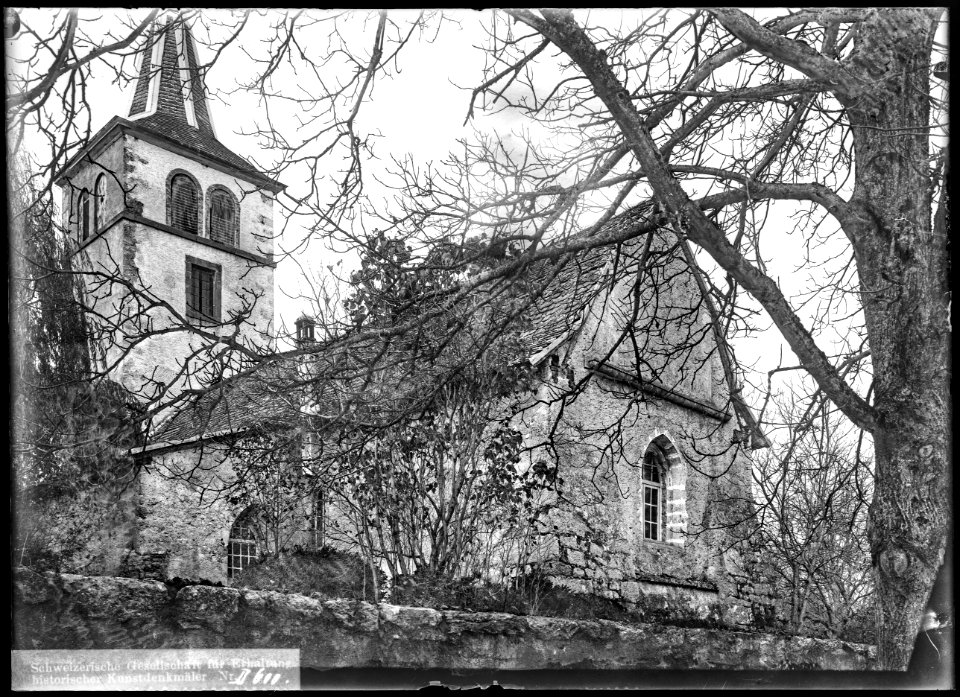 CH-NB - Agiez, Église, vue partielle extérieure - Collection Max van Berchem - EAD-7187