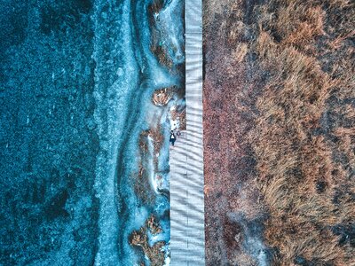 The ice riverside the high altitude perspective