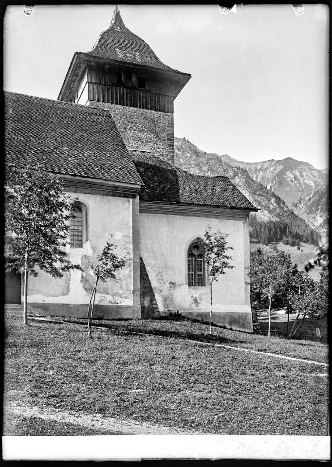CH-NB - Château-d'Oex, Église Saint-Donat, vue partielle extérieure - Collection Max van Berchem - EAD-7241