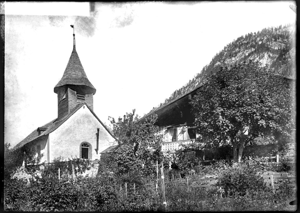 CH-NB - Château-d'Oex, L'Etivaz, église, vue partielle extérieure - Collection Max van Berchem - EAD-7251