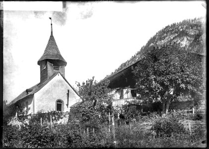 CH-NB - Château-d'Oex, L'Etivaz, église, vue partielle extérieure - Collection Max van Berchem - EAD-7251