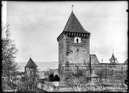 CH-NB - Estavayer-le-Lac, Mur d'enceinte, vue partielle - Collection Max van Berchem - EAD-6886