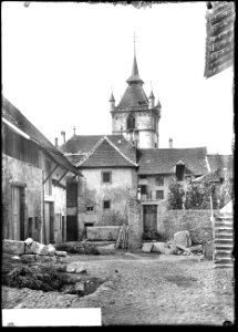 CH-NB - Estavayer-le-Lac, Église Saint-Laurent, Tour, vue partielle - Collection Max van Berchem - EAD-9422