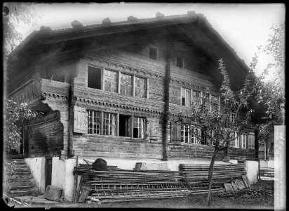 CH-NB - Grindelwald, Holzhaus, vue partielle extérieure - Collection Max van Berchem - EAD-6676