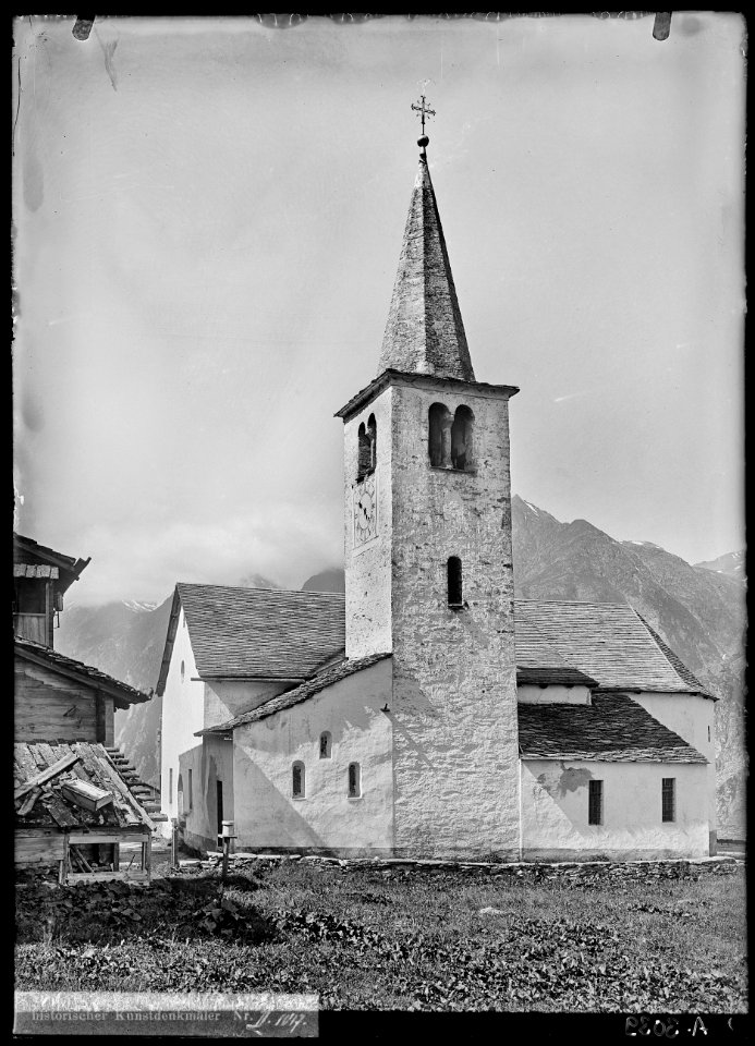 CH-NB - Grächen, Kirche, vue d'ensemble extérieure - Collection Max van Berchem - EAD-7606