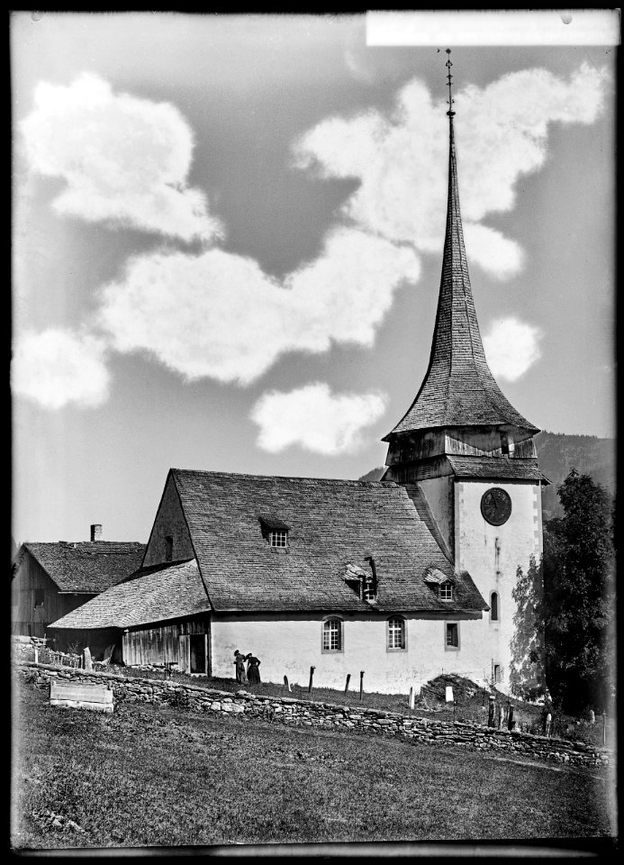 CH-NB - Gsteig bei Gstaad, Kirche, vue d'ensemble extérieure - Collection Max van Berchem - EAD-6679