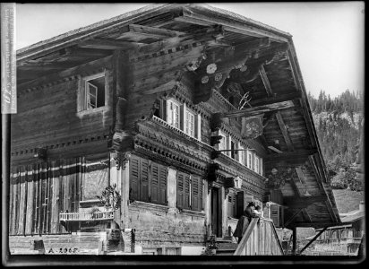 CH-NB - Gsteig bei Gstaad, Gasthof Bären und Greif, vue partielle extérieure - Collection Max van Berchem - EAD-6680