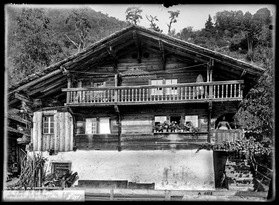 CH-NB - Merligen, Holzhaus, vue partielle extérieure - Collection Max van Berchem - EAD-6693