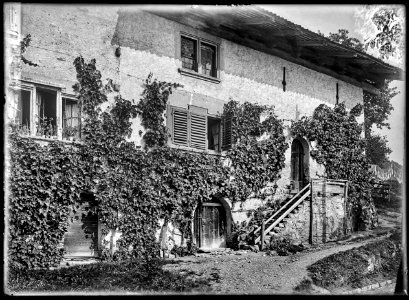 CH-NB - Oberhofen am Thunersee, Waadtländerhaus, vue partielle extérieure - Collection Max van Berchem - EAD-6694