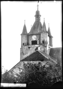 CH-NB - Orbe, Temple Notre-Dame, Clocher, vue partielle - Collection Max van Berchem - EAD-7412