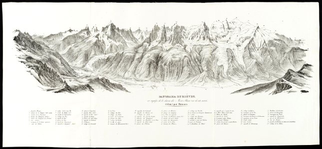 CH-NB - Panorama du Bréven, ou esquisse de la chaine du Mont-Blanc vue de cette sommité; - Collection Gugelmann - GS-GUGE-13-120