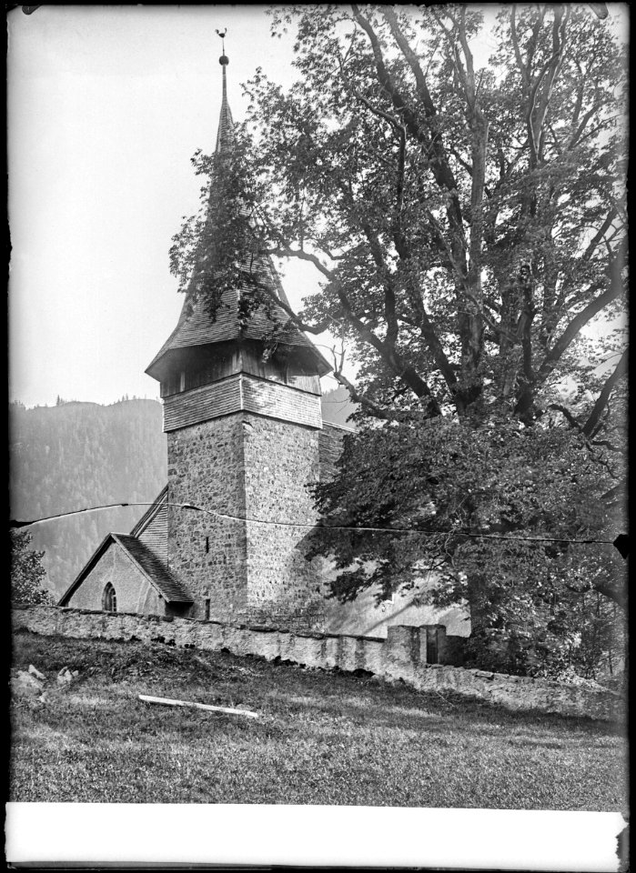 CH-NB - Rossinière, Église, Tour, vue partielle - Collection Max van Berchem - EAD-9462