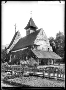 CH-NB - Scherzligen, reformierte Kirche, vue partielle extérieure - Collection Max van Berchem - EAD-6699