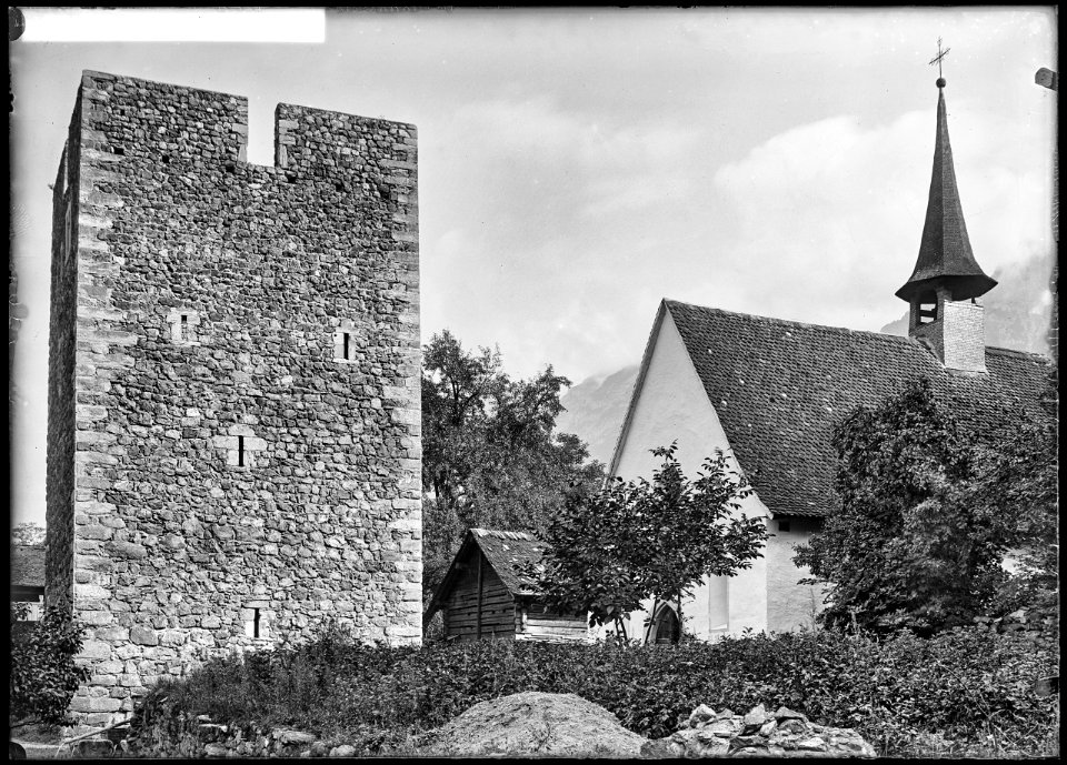 CH-NB - Silenen, 14-Nothelfer-Kapelle und Turm der Edlen von Silenen, vue partielle - Collection Max van Berchem - EAD-6787