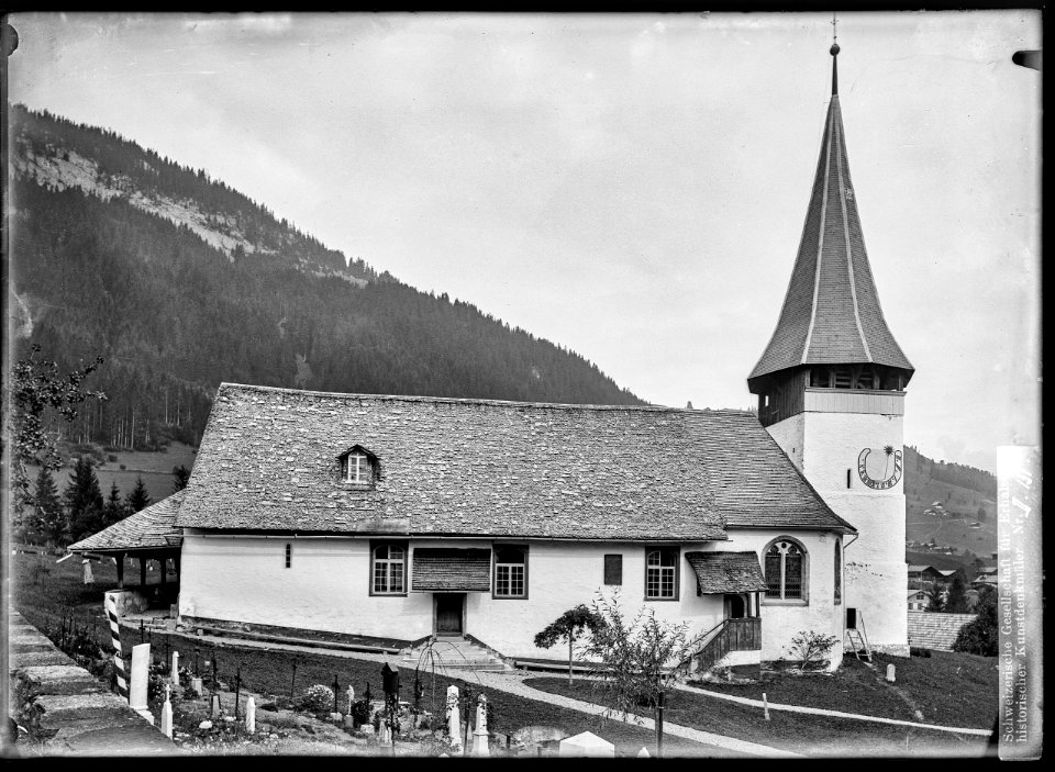 CH-NB - Zweisimmen, reformierte Kirche, vue partielle extérieure - Collection Max van Berchem - EAD-6713