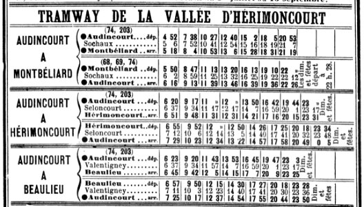 Chaix 1914 - Tramway de la Vallée d'Hérimoncourt