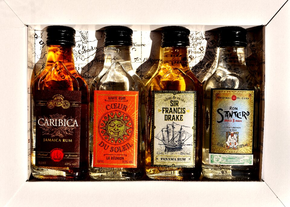 Different origin alcoholic beverage drink