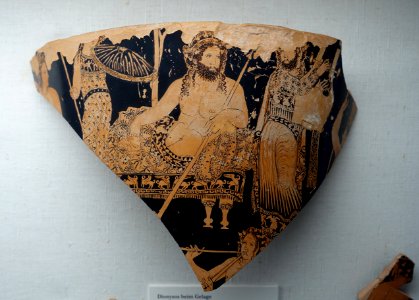 Chalice krater fragment with Dionysos feasting, attributed to the circle of the Talos Painter, c. 400 BC, H 5708 - Martin von Wagner Museum - Würzburg, Germany - DSC05815 photo