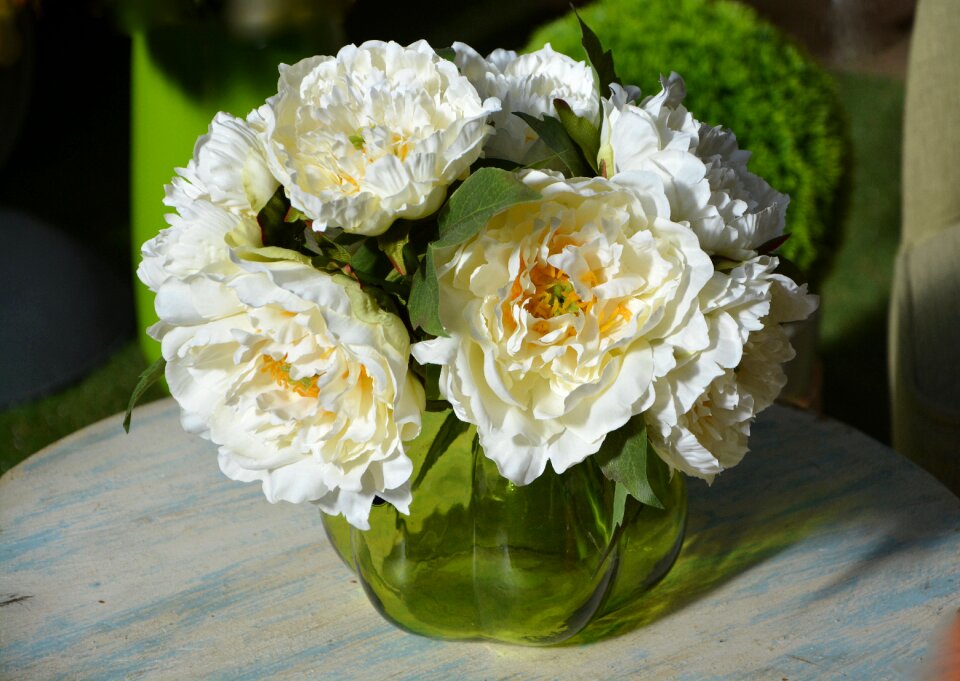 White flower floral composition plants