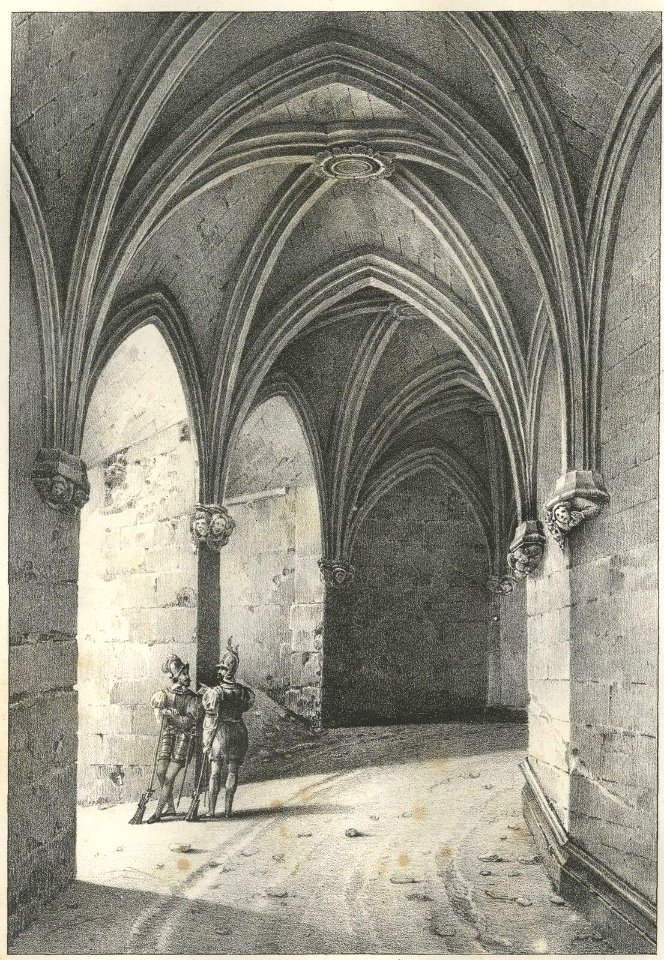 Charles Caius Renoux Tour of the Chateau d'Amboise lith Motte