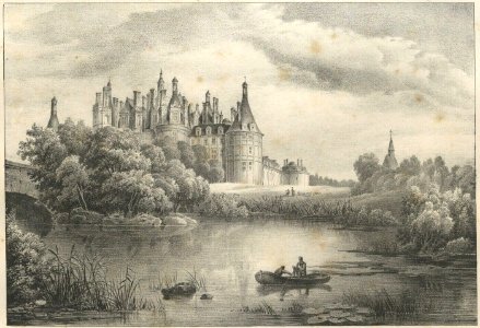 Charles Caius Renoux View of the Chateau de Chambord lithograph by C. Motte