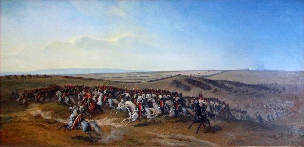 Charge des chasseurs au camp de Châlons par Eugène Ginain