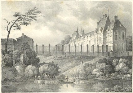 Charles Caius Renoux View of the Chateau d'Eu lith Motte