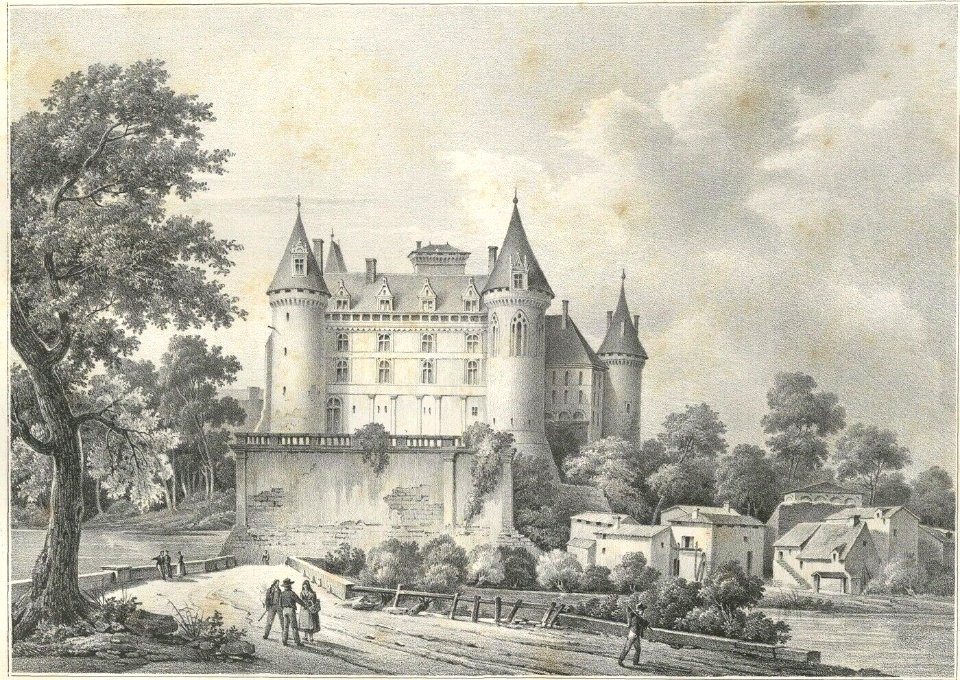 Charles Caius Renoux Chateau de la Rochefoucauld lithograph Motte