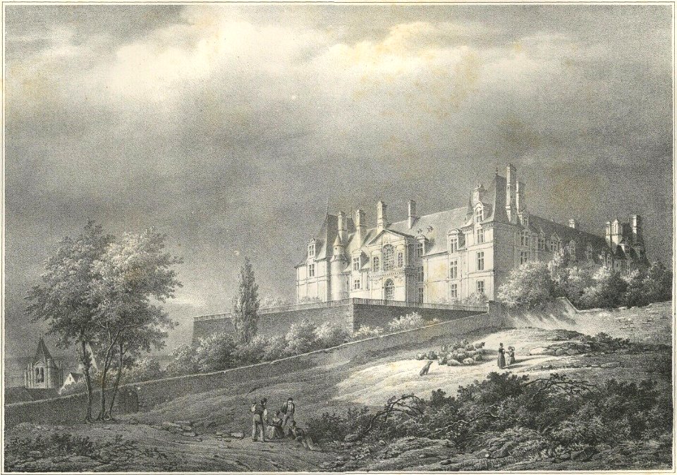 Charles Caius Renoux View of the Chateau d'Ecouen lith Motte