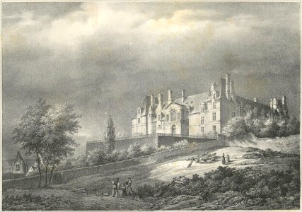 Charles Caius Renoux View of the Chateau d'Ecouen lith Motte