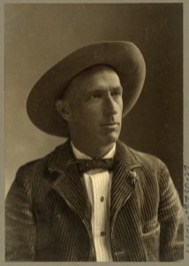 Charles Fletcher Lummis, half-length portrait, facing right, wearing wide-brimmed hat LCCN91796485