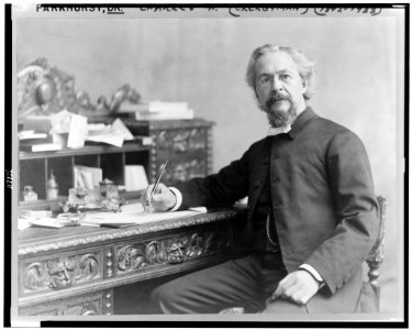 Charles H. Parkhurst, three-quarter length portrait, seated at desk, facing slightly left, with pen in his hand LCCN97520145