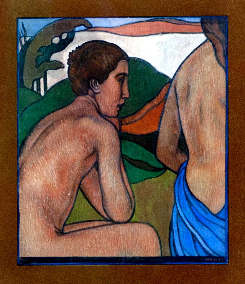 Charles Filiger 1893c Homme nu assis devant un paysage