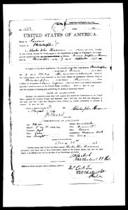 Charles John Hexamer passport application of 1896
