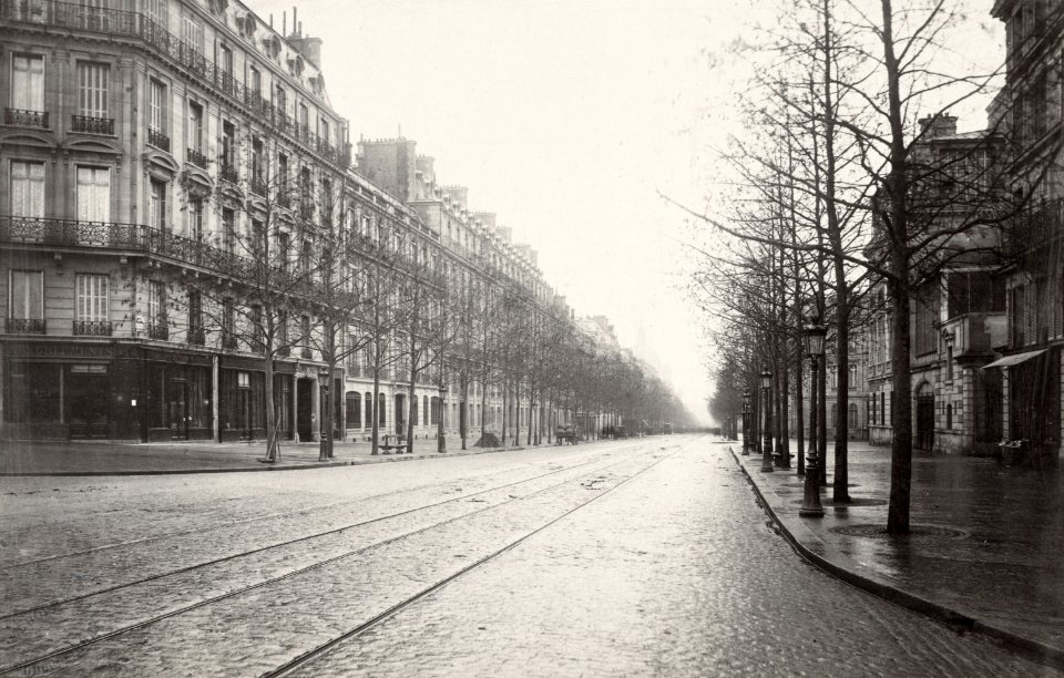 Charles Marville, Boulevard Malesherbes, du Boulevard de Courcelles, ca. 1853–70