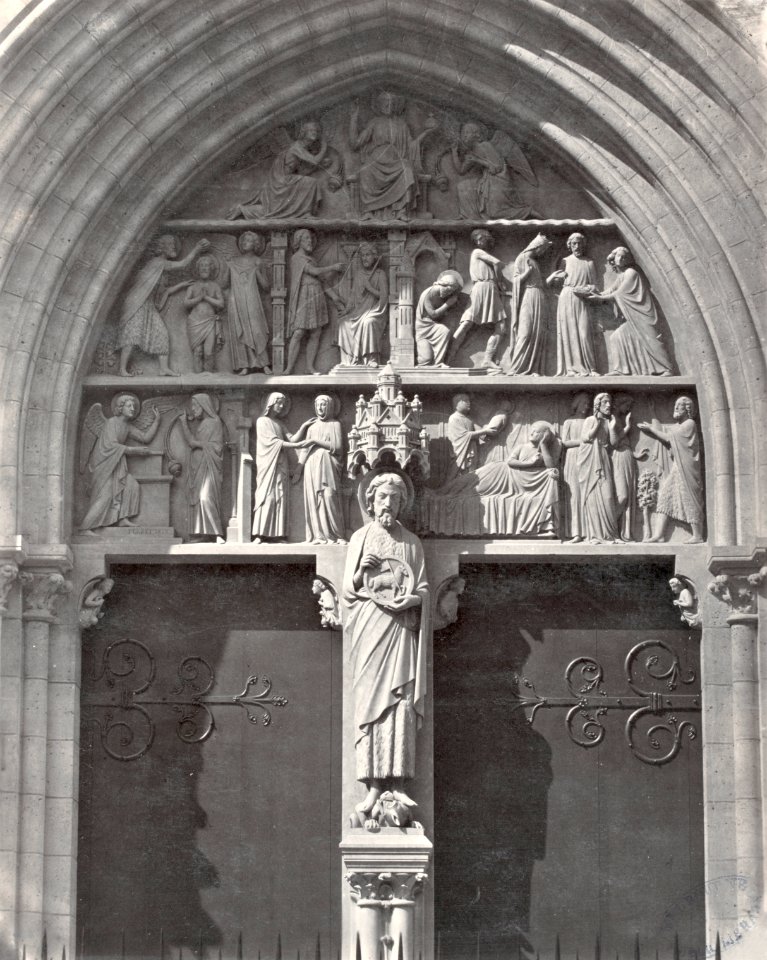 Charles Marville, Eglise St. Jean Baptiste de Belleville, sculpteur 1, ca. 1853–70
