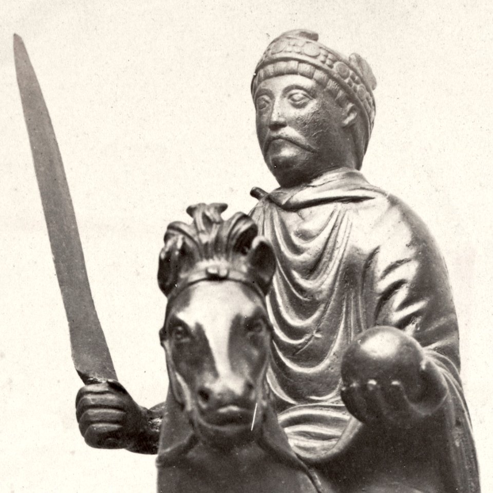 Charles Marville, Hôtel Carnavalet, statue of Charlemagne, ca. 1853–70 (cropped)