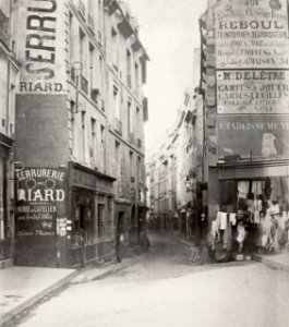 Charles Marville, Rue de Bievre, du boulevard St. Germain, ca. 1853–70