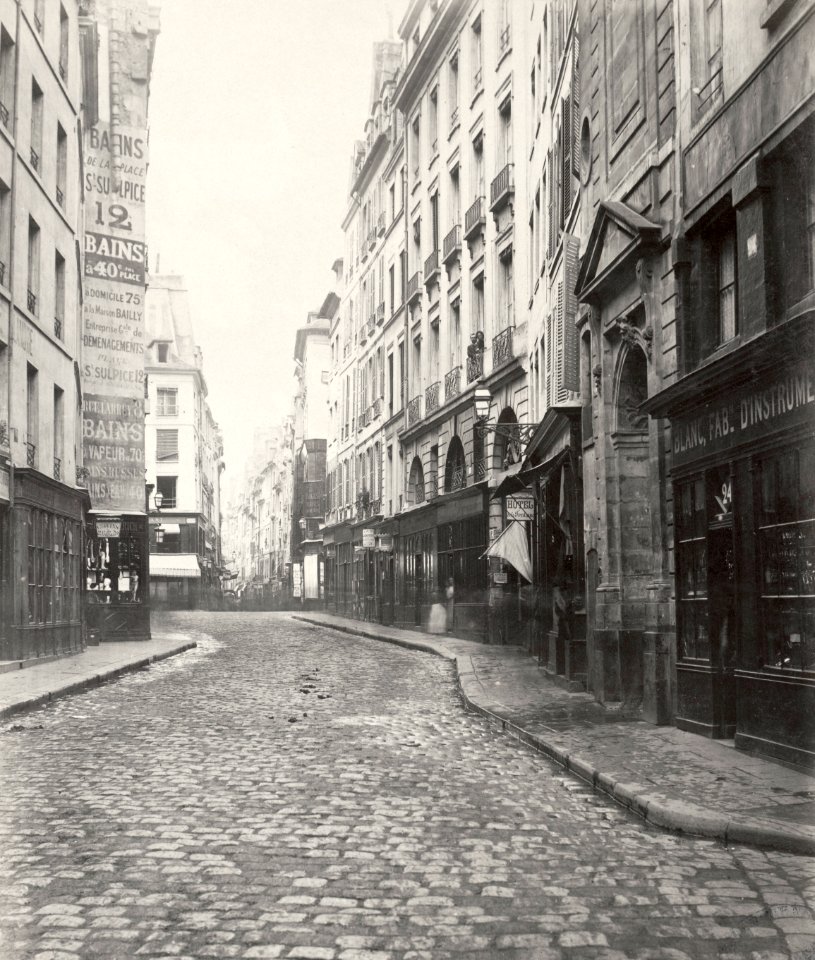Charles Marville, Rue de l'Ecole de Médecine, de la rue Dupuytren, ca. 1853–70