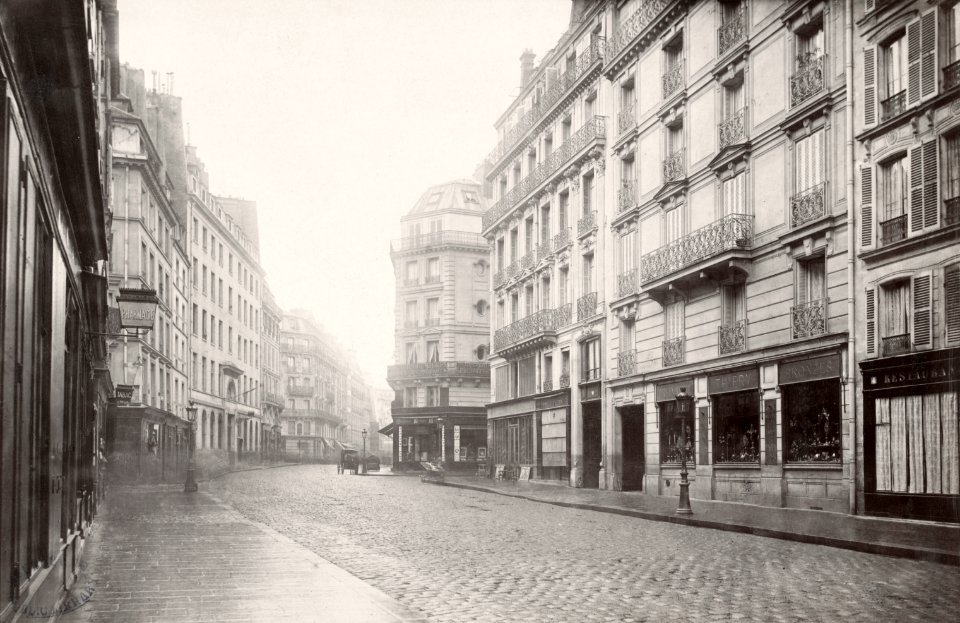 Charles Marville, Rue du Vieux Colombier, de la place Saint Sulpice, ca. 1853–70